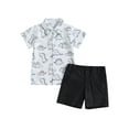 thumbnail image 2 of Summer Children Clothes Short Sets 6M 12M 18M 24M 3Y 4Y Formal Clothes for Baby Boy Dinosaur Print Shirt Shorts 2 Piece Set Kid Toddler 0-4Y Clothing, 2 of 9