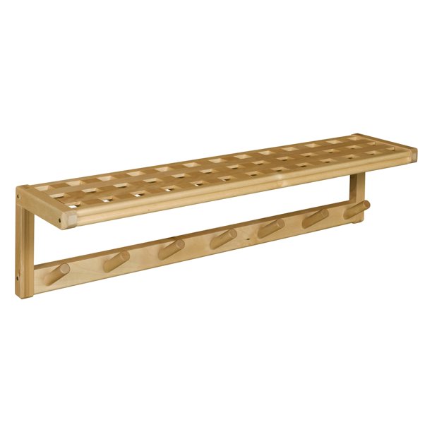 Beaumont Solid Birch Wood Large Peg Rack with Shelf