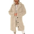 thumbnail image 5 of Gfyviroh Womens Fleece Long Coats Long Sleeve Turn-down Collar Jackets Thick Warm Button Front Winter Coats, 5 of 8