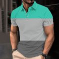 thumbnail image 2 of Camisa Casual de Impresión de Gradiente de los Hombres, Top de Solapa de Manga Corta en Tela de Malla Ligera para el Aire Libre Y el Ocio, Blusa de Suéter Elegante, 2 of 9