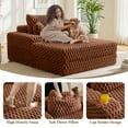 thumbnail image 3 of ATHOPE 67.3" Chaise Lounge Chair Indoor, Corduroy Couch Chair with Pillows, Comfy Reading Chairs with Wide Arms, Upholstered Sleeper Sofa for Living Room, No Assembly Required, Brown, 3 of 8
