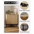 thumbnail image 5 of Modern Corner Cabinet, Fluted Wood Floor Storage Cabinet with Adjustable Shelf, Freestanding Narrow Organizer for Living Room Kitchen, Light Oak, 5 of 15