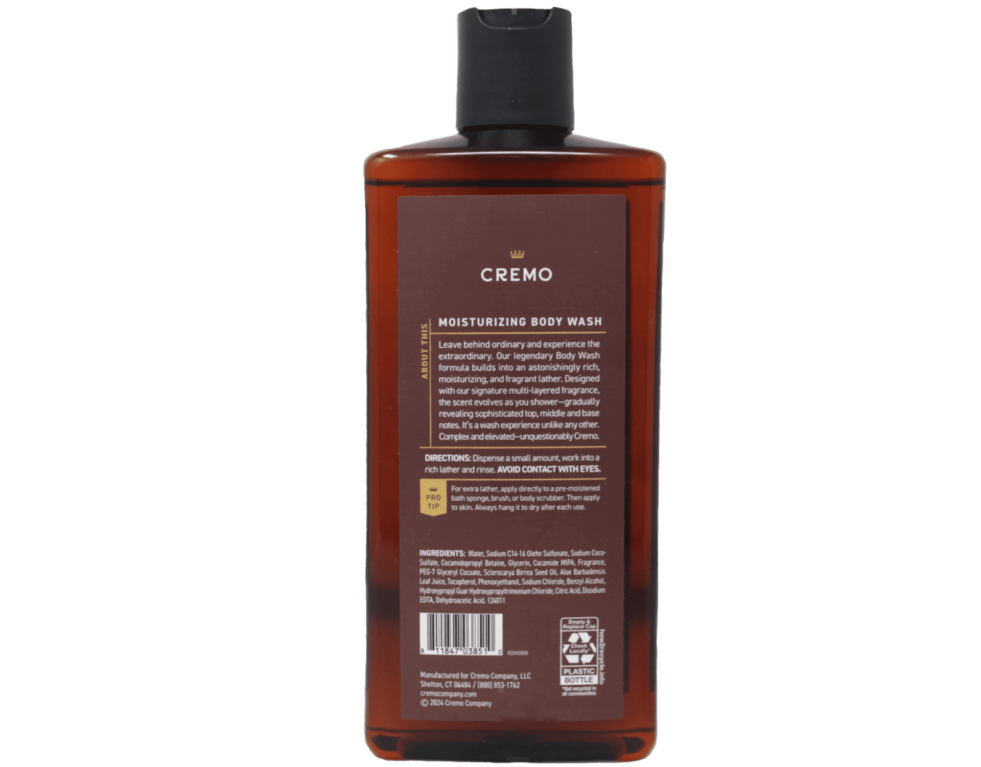 Cremo Casked Vanilla Body Wash for Men, Rich-Lathering Shower Gel, Black Plum, Warm Incense & Madagascar Vanilla Scent, 16 fl oz Pack of 6