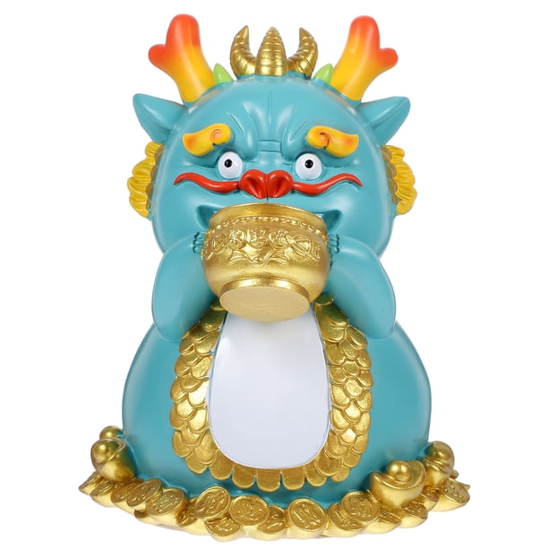 KAKOWELY Alcancía de dragón de resina, alcancía de dragón, tarro para ahorrar monedas, regalo de Año Nuevo chino