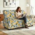thumbnail image 4 of Xoenoiee Lemon Floral Print Recliner Sofa Covers, 6-Piece Stretch Recliner Couch Covers for 2 Cushion Sofa, Thick Soft Washable Furniture Sofa Cover for Dog Kid, 4 of 6