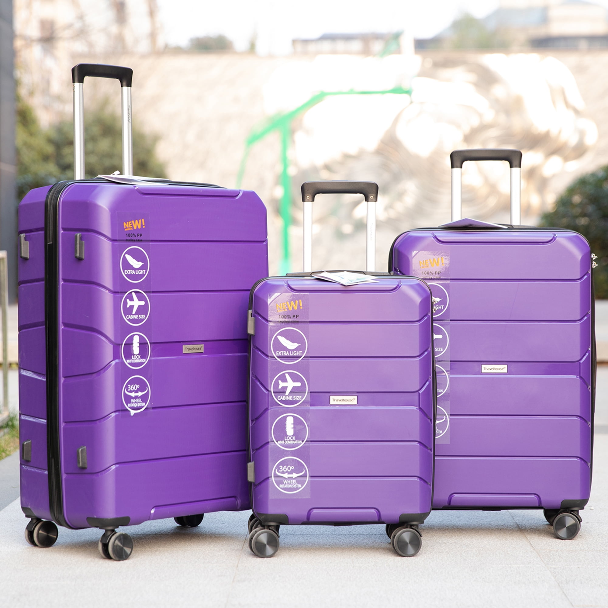 Travel Luggage Set of 3, Paproos Lightweight Hardside Suitcase with