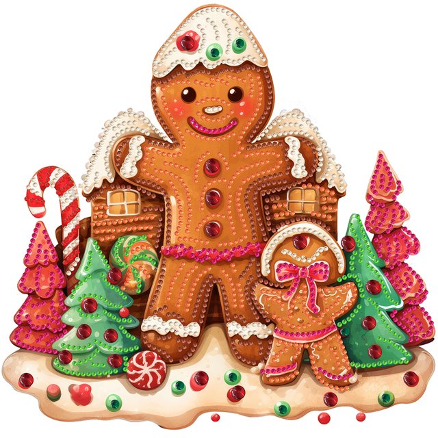 Pintura de diamante DIY parcial con forma especial, taladro navideño, casa de jengibre, 30x30cm