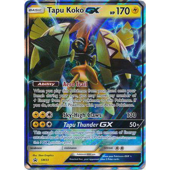Pokemon Promo Ultra Rare Tapu Koko GX SM33