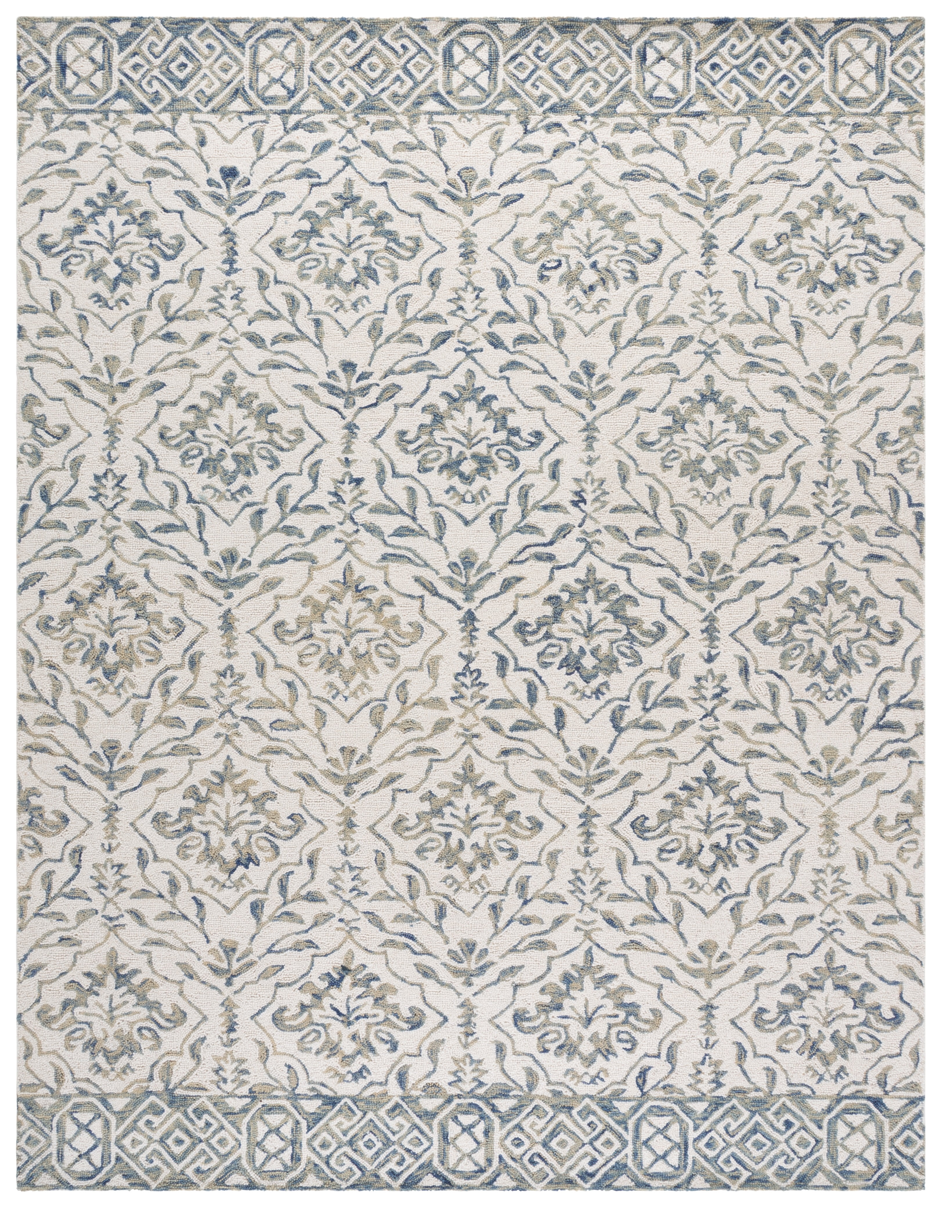 Safavieh Dip Dye Beranadette Floral Wool Area Rug, Light Blue/Ivory, 8' x 10'