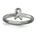 thumbnail image 1 of Sterling Silver Stackable Expressions Black-plated Awareness Ribbon Ring Size 9, 1 of 3