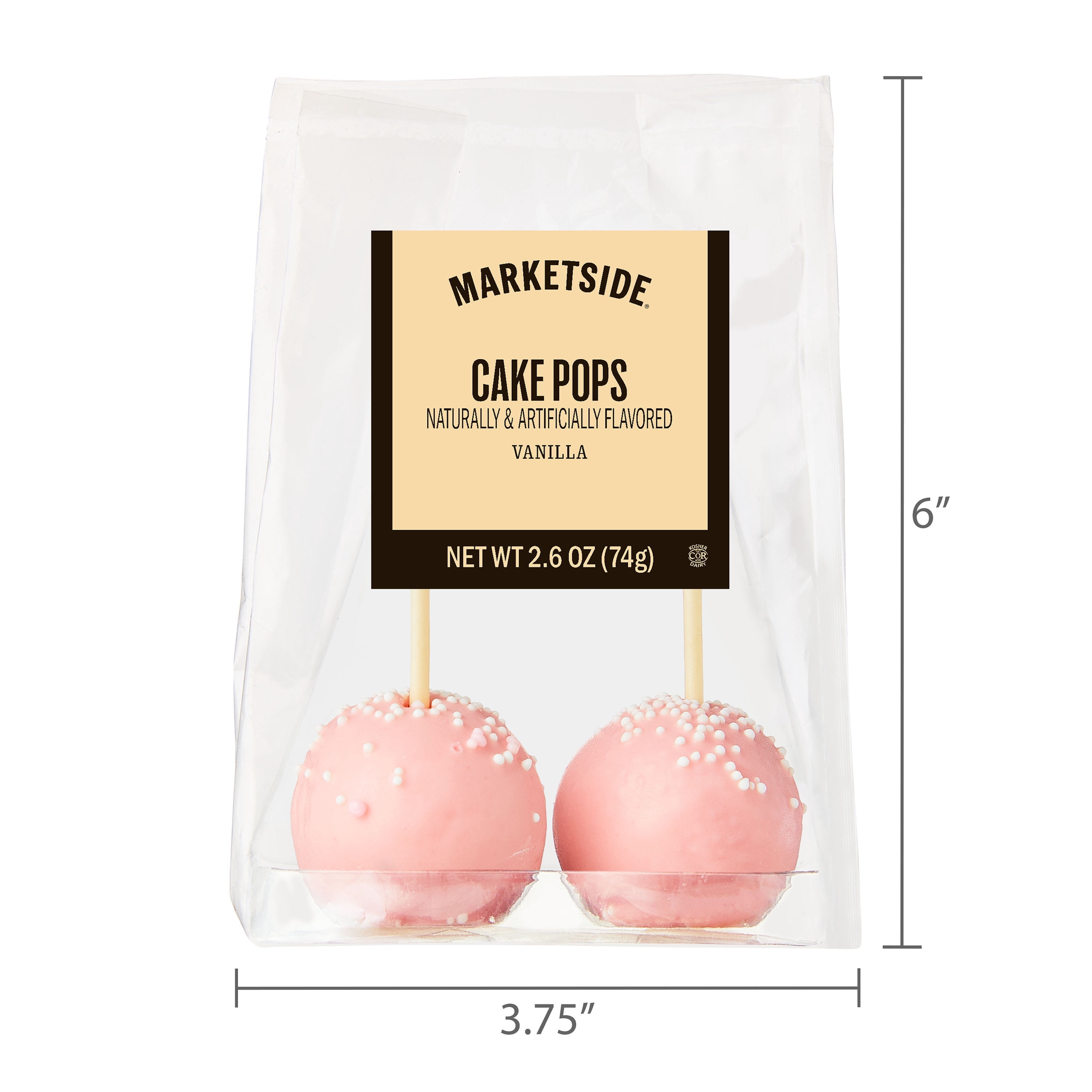 Marketside Vanilla Flavored Cake Pops, 2.6 oz, 2 Count (Shelf Stable)