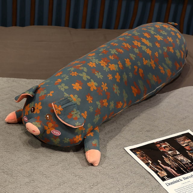 DPTALR Mignon Grand Coussin Cochon Fleur Peluche Poupée Dort avec Grande Fleur Cochon Poupée Qui Dort Coussin Oreiller (Insert d'Oreiller Non Inclus)