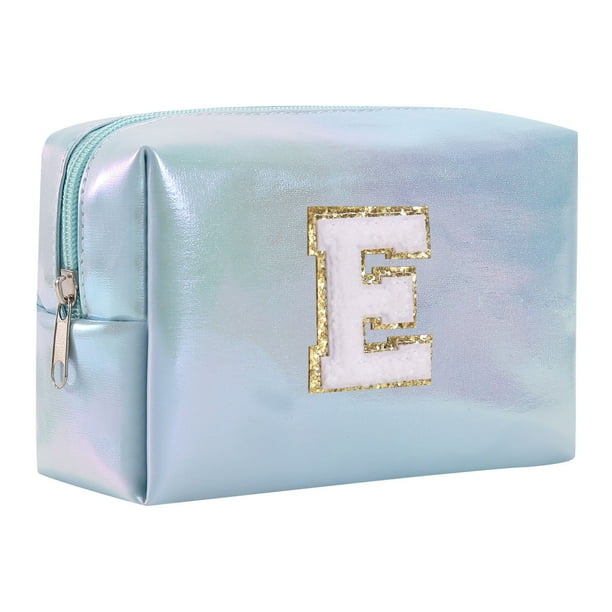 Neceser de maquillaje alfabeto bordado - PU, gran capacidad y con estilo - para viajes, neceser y bolso de mano