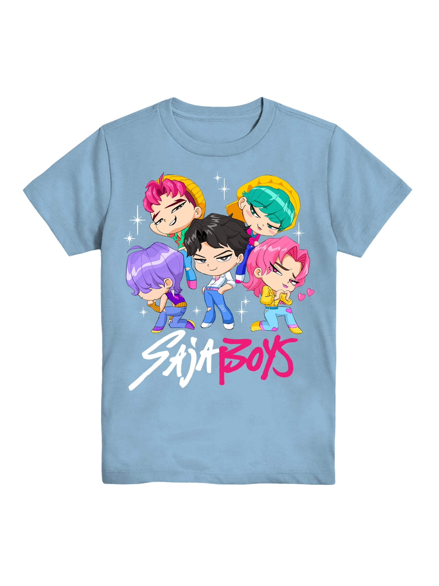 K-Pop Demon Hunters Boys' Graphic 2-Piece Set T-Shirts, Light Blue and Cool Peri, Sizes 4-18