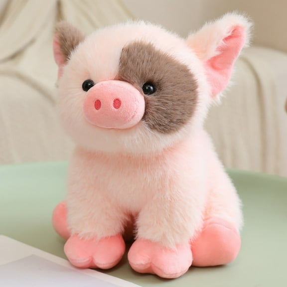 Fluffy Cute Pig Plush Toy -8 '' Soft Cartoon Pig Shaped Doll Pillow Creative Birthday Gift