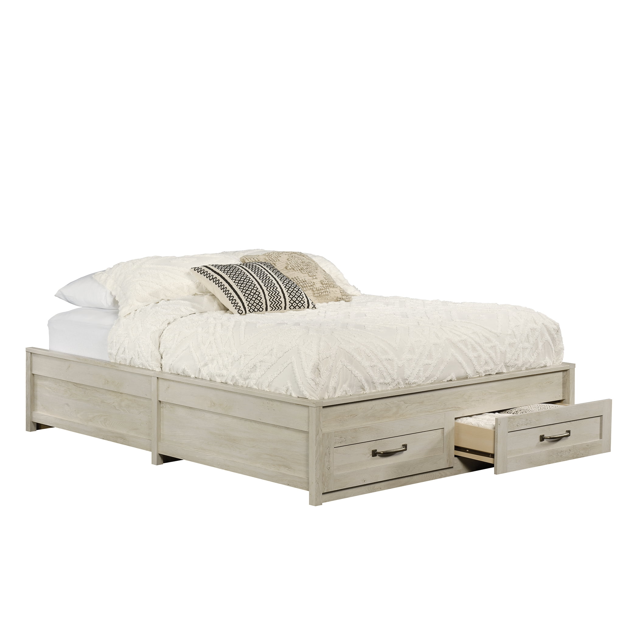Better Homes & Gardens Modern Farmhouse Queen Platform Bed, Rustic White Finish