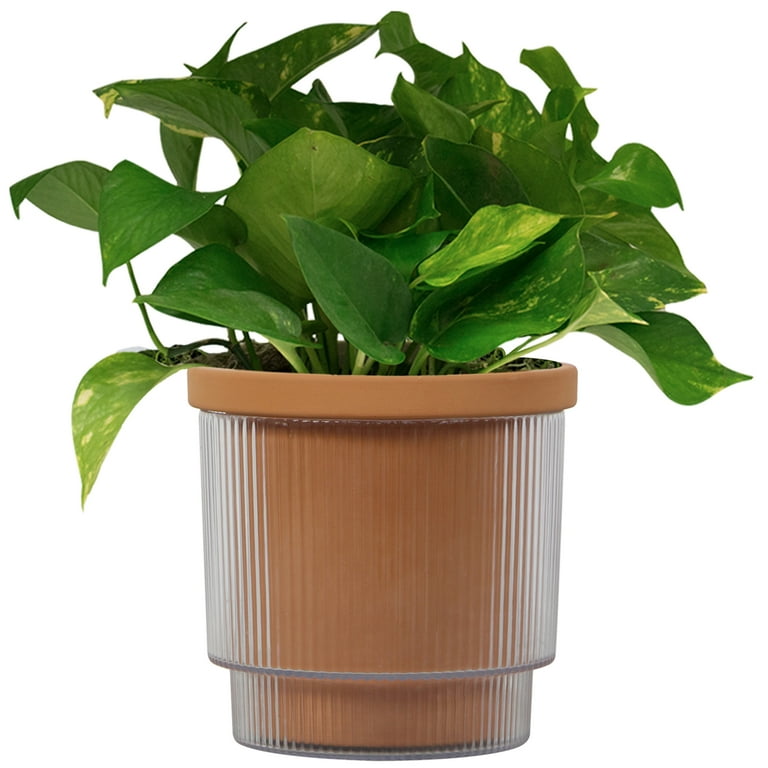 Mainstays 8in Aquaterra Self Watering Planter Two-Piece Terracotta