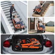 Ecojoy Electric Stair Climbing Wheelchair for Adults, Large Rear Wheels, Portable & Foldable, Orange, 441lb Limit