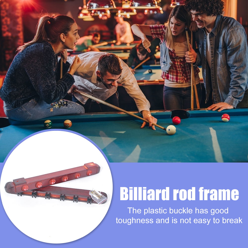 Pool Billiard Snooker Cue Stick Wall Plastic Rack 6 Holder Clips Set YU 