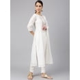 thumbnail image 5 of Janasya Indian Women's White Poly Silk Solid Kurta with Pant and Dupatta, 5 of 10