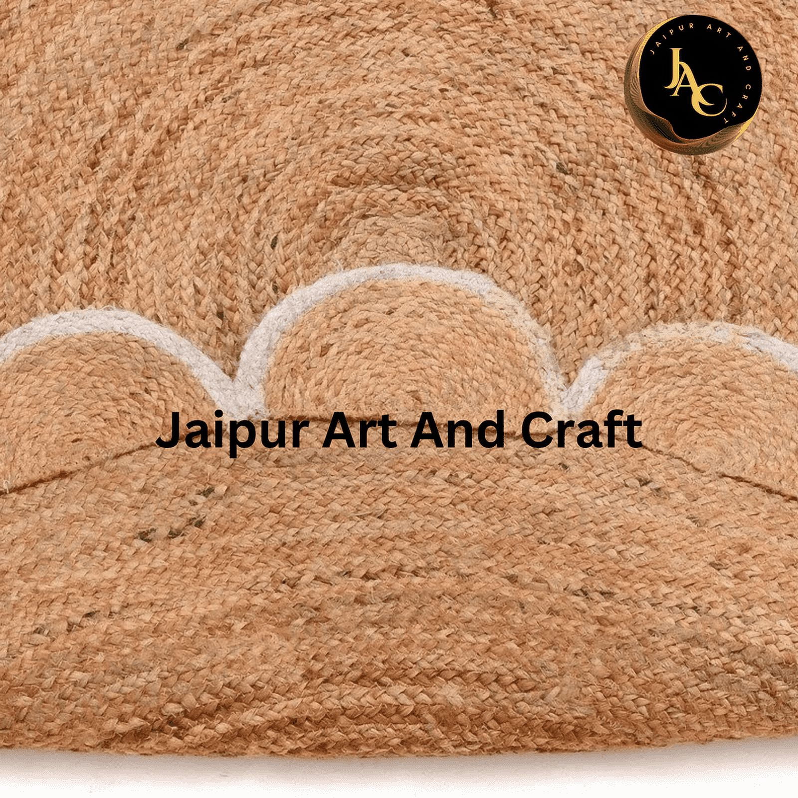 Jaipur Art And Craft Area Rug Natural Round Jute Rug Handmade Bohemian Style Braided Brown Color Rug (5x5 Sq Ft)