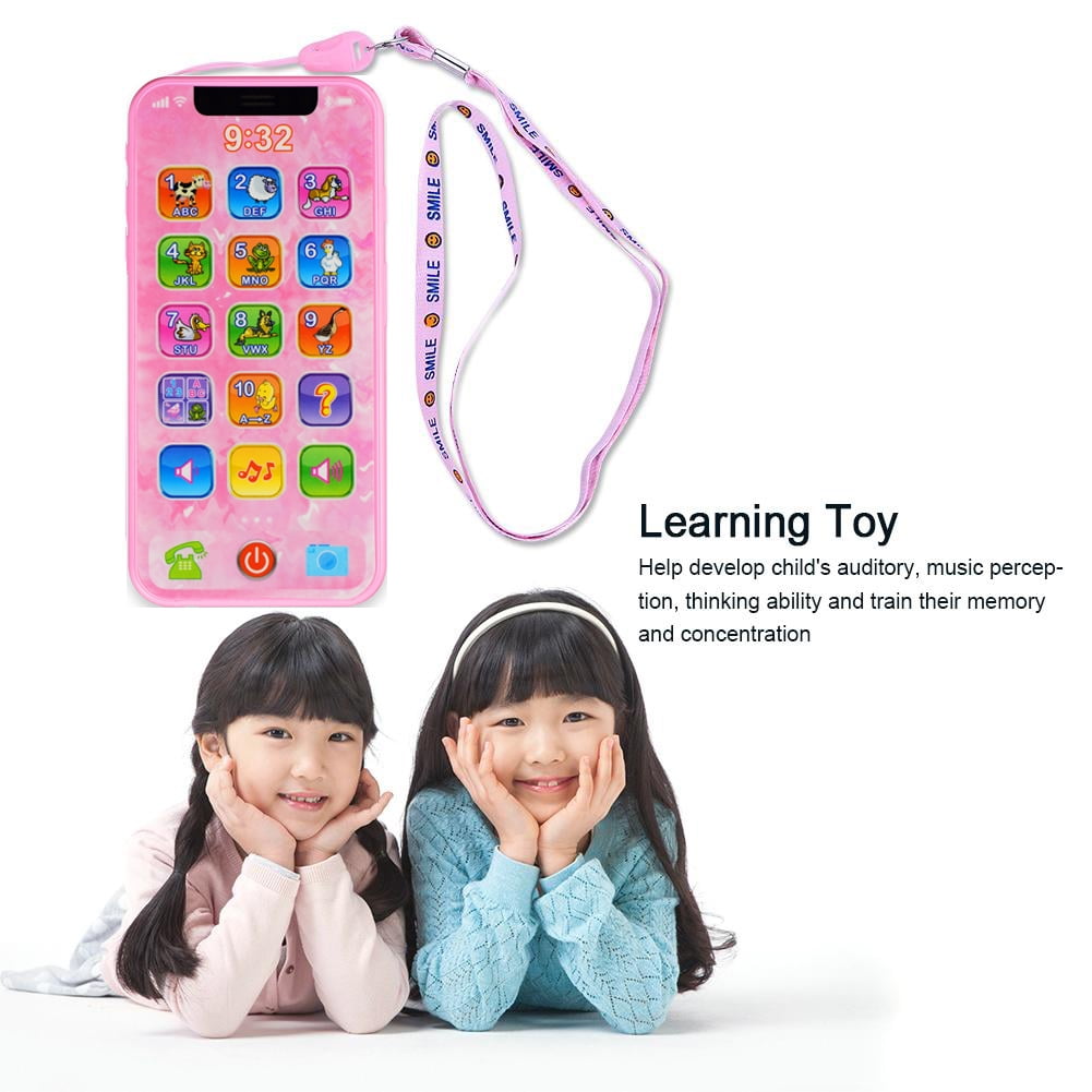 EIMELI Baby Phone,Y-Phone Baby Cell Phone Toy with USB Recharable,Play  Piano Music Learning English Educational Cell Phone Mobile Study Best Gift  Prize for Baby Kids Children-Black 