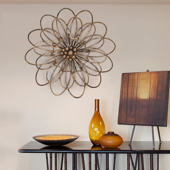 Joveco 20" Metal Flower Wall Decor Art Sculptures Distressed Hanging for Outdoor Living Room