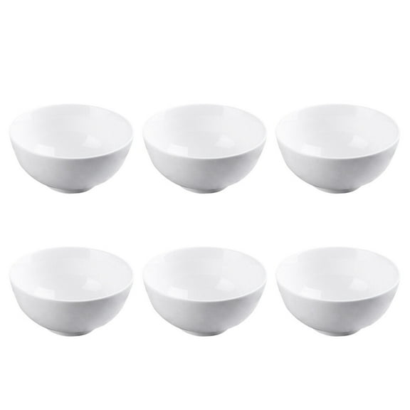 6pcs White Porcelain Rice Bowls Set, 4 Inch Insulated Tableware Bowls for Home and Restaurant Use