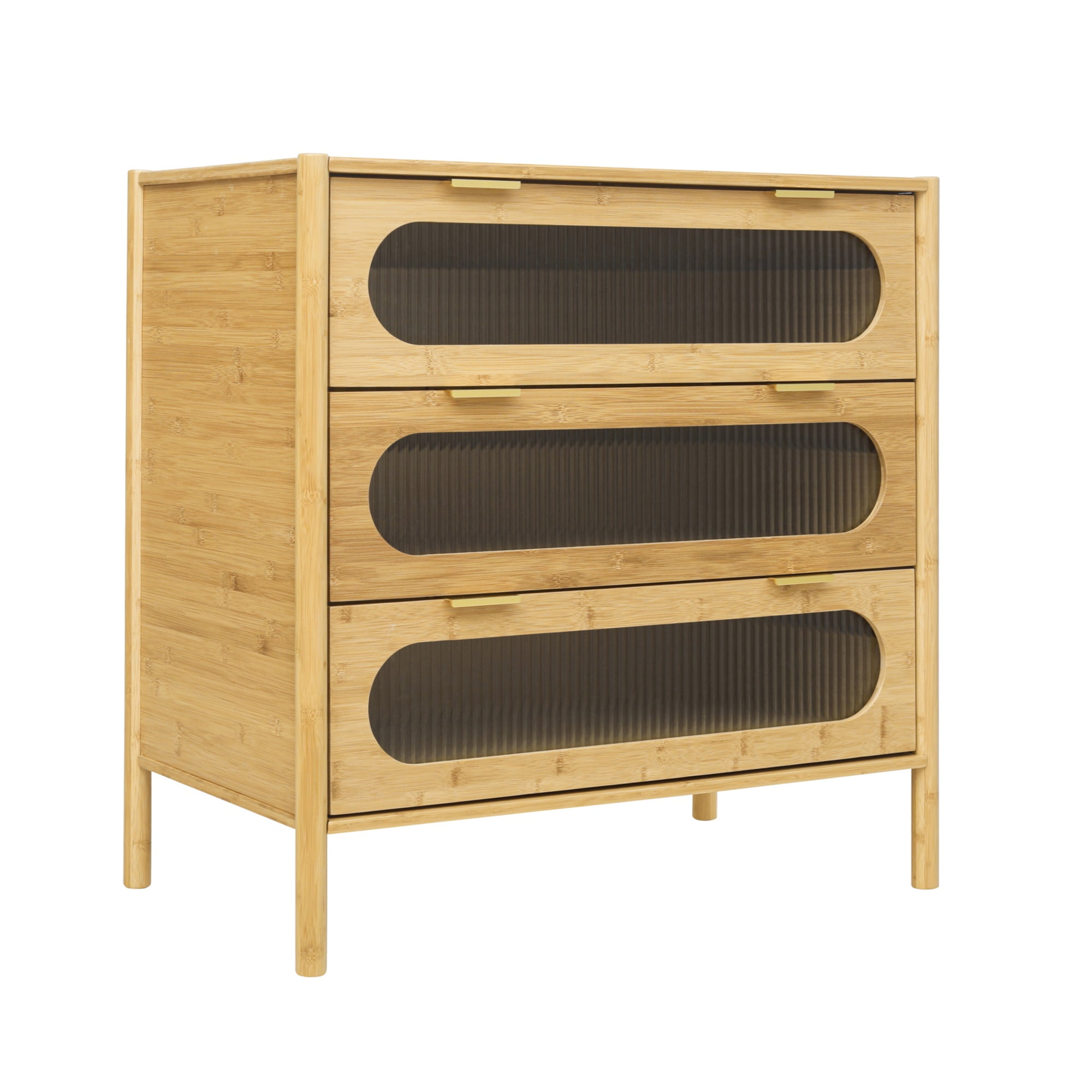 Resenkos Mid Century Modern Bamboo Dresser, Accent 3 Drawer Chest for Bedroom, Living Room, Natural