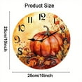 thumbnail image 2 of Kurmntregon Fall Pumpkin Wall Clock Hello Fall Harvest Leaves Wooden Accurate Decorative Clocks, Silent Non Ticking For Bathroom Bedroom/Living Room/Kitchen Hanging Desk Art Round 10", 2 of 7