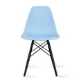 thumbnail image 5 of 2xhome Blue Mid Country Modern Molded Shell Designer Plastic Chair Side No Arms Wheels Armless Dark Wood Wooden Eiffel for Dining Room Bedroom Kitchen Accent Office DSW Comfortable Desk, 5 of 5