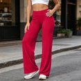 thumbnail image 7 of Dwellite Leggings for Womens Straight Leg Gym Yoga Pants High Waist Lifting Wide Leg Workout Pants with Pockets 2026 Red S, 7 of 7