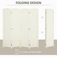 thumbnail image 3 of HOMCOM 4 Panel Room Divider, 6' Tall Folding Privacy Screen, Hand-Woven Freestanding Wood Partition for Home Office, Bedroom, White, 3 of 9