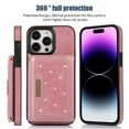 thumbnail image 6 of Tarise iPhone 14 Pro Max Wallet Case Cover for Women Men, iPhone 14 Pro Max Case with Strap, Glitter PU Leather Crossbody Strap RFID Blocking Phone Case for iPhone 14 Pro Max 6.7 inch 2022, Pink, 6 of 7