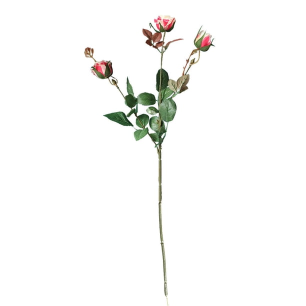 Toystoory Ramo de flores rosas artificiales de 3 cabezas, decoración Floral de seda rosa de simulación, flor falsa Flores artificiales