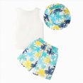 thumbnail image 4 of Toddler Baby Boy Summer Outfits Clothing Set Summer Time Palm Tree Print Sleeveless Top Shorts Hat 3 Piece Beach Outfit Size 4-5 Years, 4 of 7