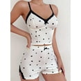 thumbnail image 3 of Arvbitana Women's 2Pcs Loungewear Set Heart Print Sleeveless V Neck Camisole Casual Elastic Shorts Pajamas Set Comfy Lightweight Sleepwear for Nightwear, 3 of 6