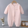 thumbnail image 2 of 0-3 Months Newborn Baby Boy Girl Cute Romper Infant Button Letter Graphic Long Sleeve Jumpsuit Spring Fall Outfit Clothes, 2 of 5