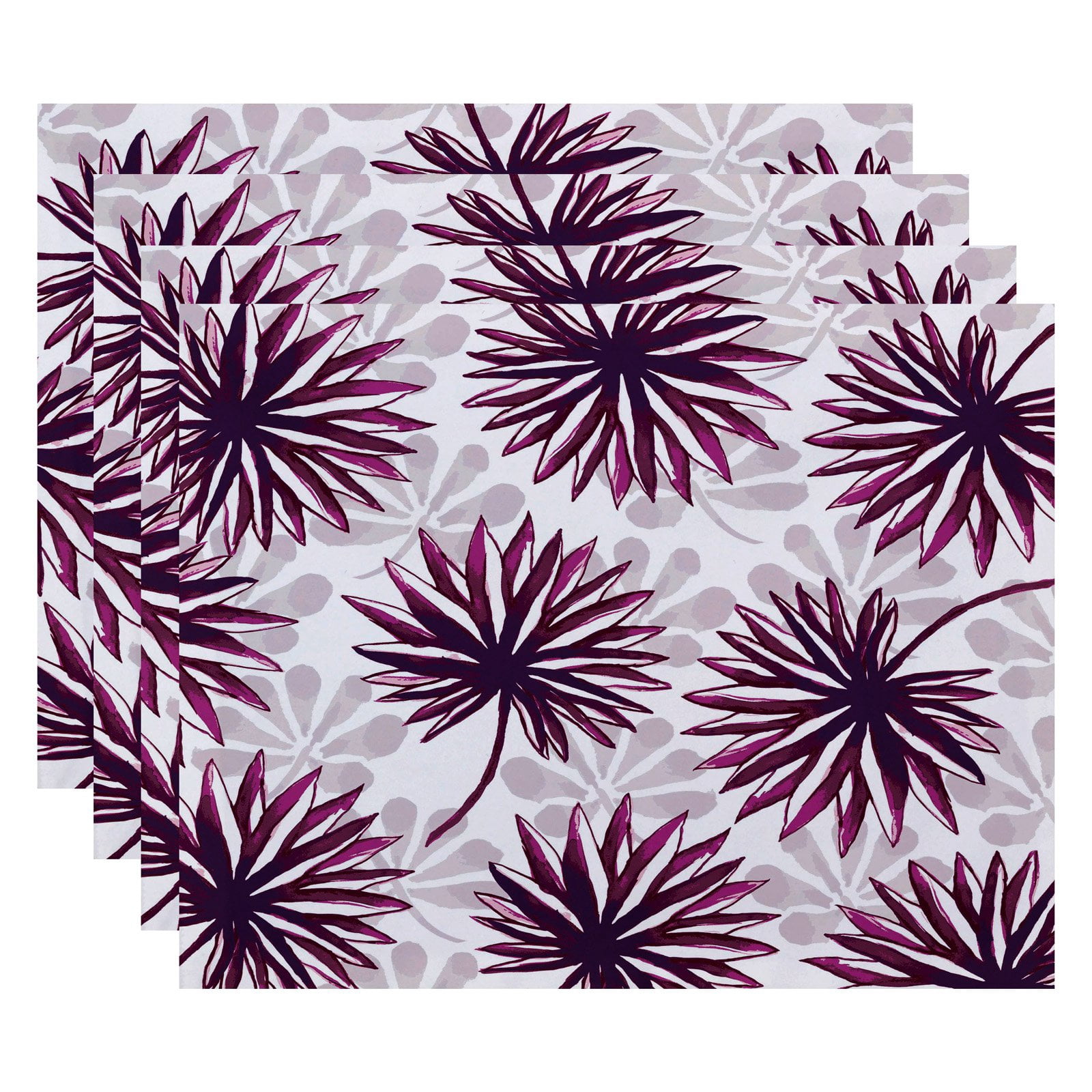 Simply Daisy 18" x 14" Spike and Stamp Floral Print Placemat (Set of 4)