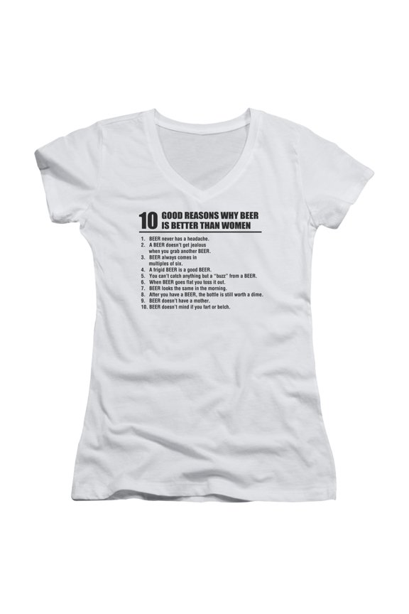 - Beer Better Than Women - Juniors Cap Sleeve V-Neck Shirt - Small