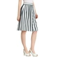 thumbnail image 4 of Unique Bargains Women's Stripes Button Front Elastic Back A Line Midi Skirt, 4 of 7