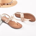 thumbnail image 4 of Ataiwee Women's Flat Slide Sandals - Classic T-strap Ankle Strap Comfort Thong Flat Summer Sandals., 4 of 6