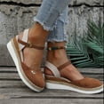 thumbnail image 3 of 2023 Summer Women Wedge Heel Sandals Designer Gladiator Shoes Classic Covered Toe Sandals Mid Heels Plus Size, 3 of 5