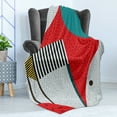 thumbnail image 4 of 1990s Soft Flannel Fleece Throw Blanket, Abstract Modern Art Composition with Geometric Shapes Illustration, Cozy Plush for Indoor and Outdoor Use, 50" x 70", Vermilion Teal, by Ambesonne, 4 of 5