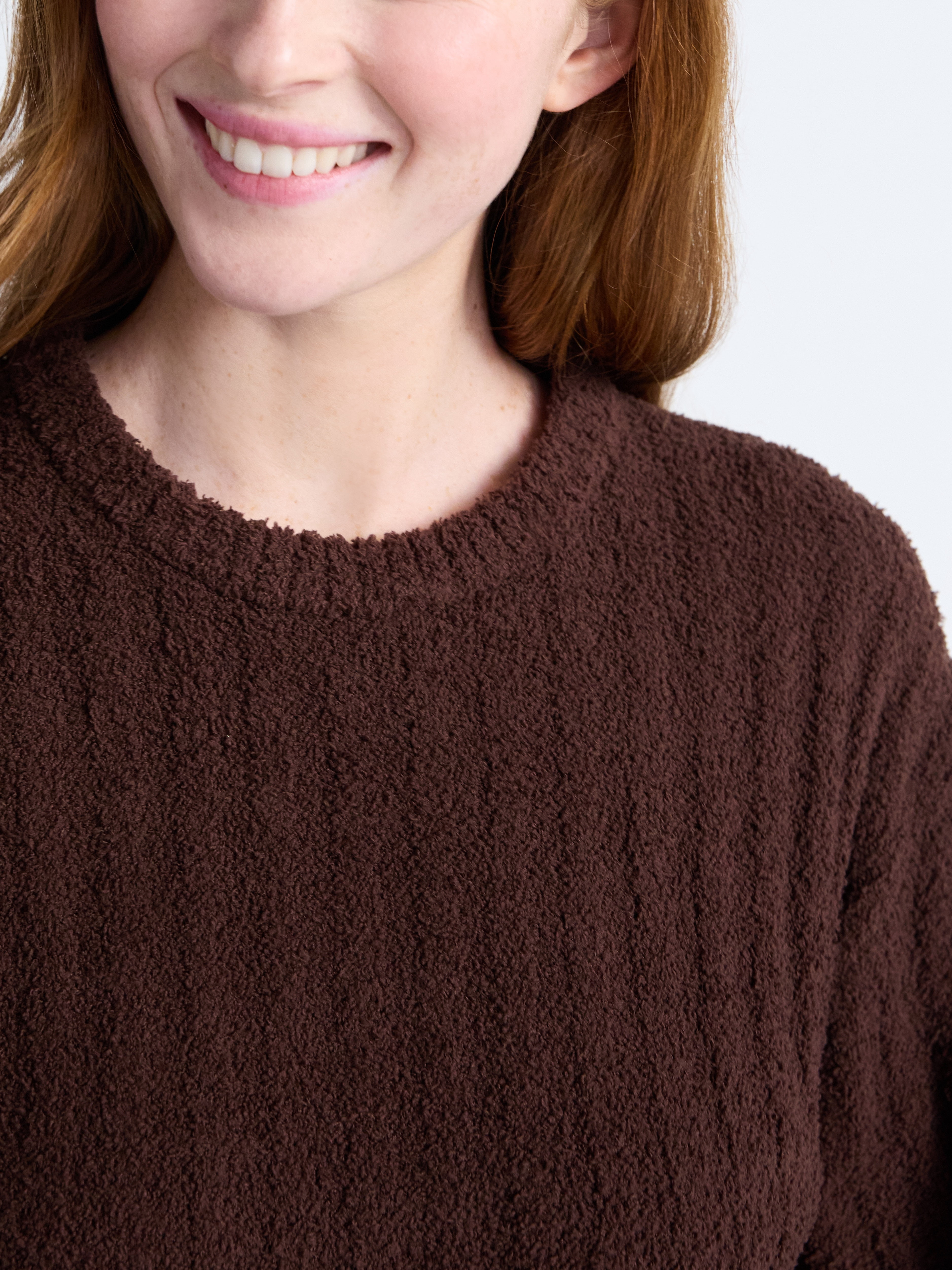 Joyspun Women's Cozy Ribbed Crewneck Top and Wide-Leg Pants Set, 2-Piece, Sizes XS-3X
