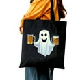 thumbnail image 5 of RUIYC Canvas Tote Bag for Women, Large Capacity Shoulder Bag, Camping and Cute Ghost Halloween Funny Drinking Beer 14.1x15.7in, 5 of 6
