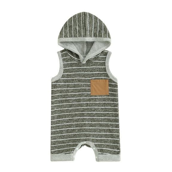 Bagilaanoe Newborn Baby Boys Hooded Jumpsuit Striped Sleeveless Bodysuit 3M 6M 12M 18M Infant Summer One Piece Romper