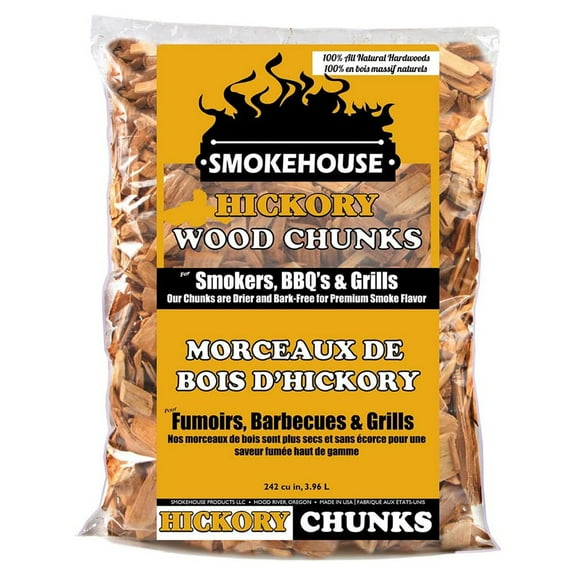 Smokehouse Hickory Wood Chips, Drier & Bark-Free for Premium Smoke Flavor, 2 Pounds