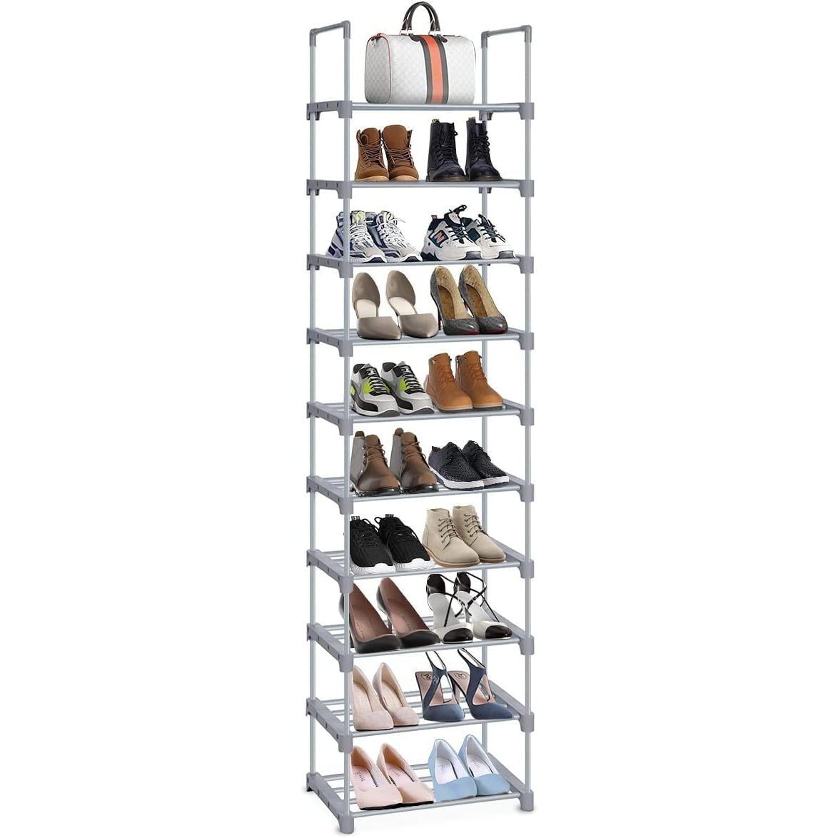 10 Tiers Tall Narrow Shoe Racks,SpaceSaving and Versatile Rack,Metal