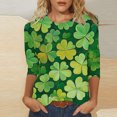 thumbnail image 2 of hotojiny Plus Size St. Patrick's Day Tops for Women Fashion Spring Cute 3/4 Sleeve Shirts Lounge Loose Crewneck Blouse, 2 of 5